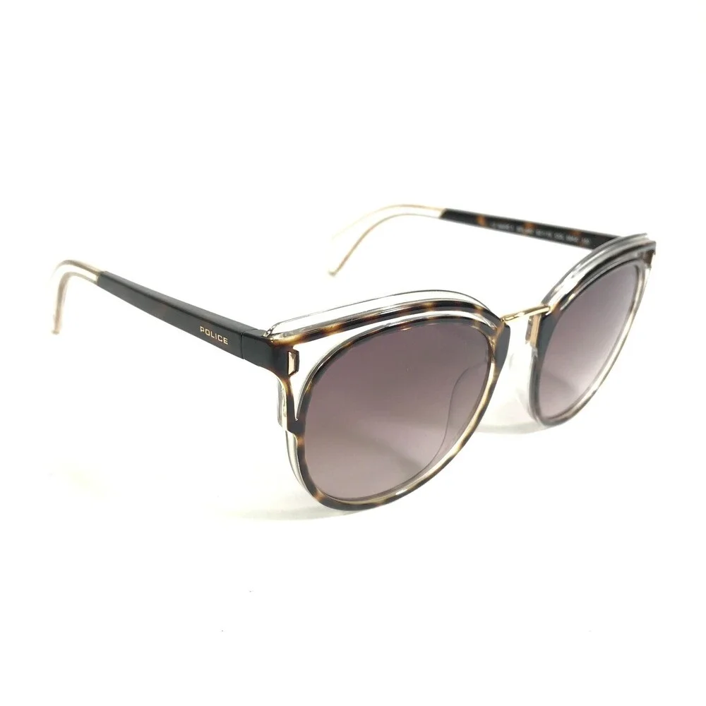 Police Sunglasses SPL 642 COL. 09AX Clear Tortoise Round Frames w/ Purple Lenses